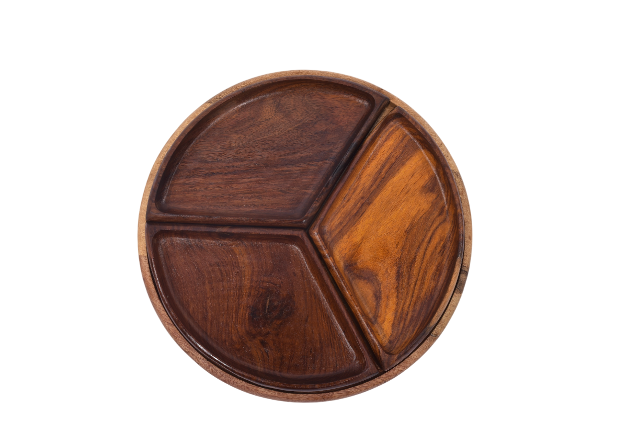 Round Wooden Serving Tray