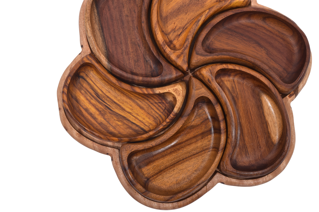 Swirl Petal Wooden Serving Tray