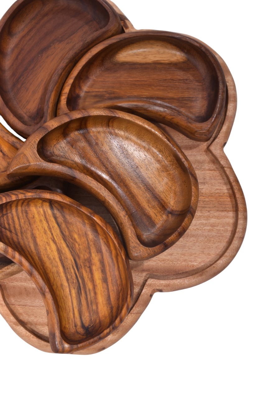 Swirl Petal Wooden Serving Tray