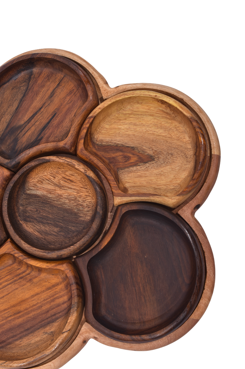 Flower Shaped Wooden Snack Tray