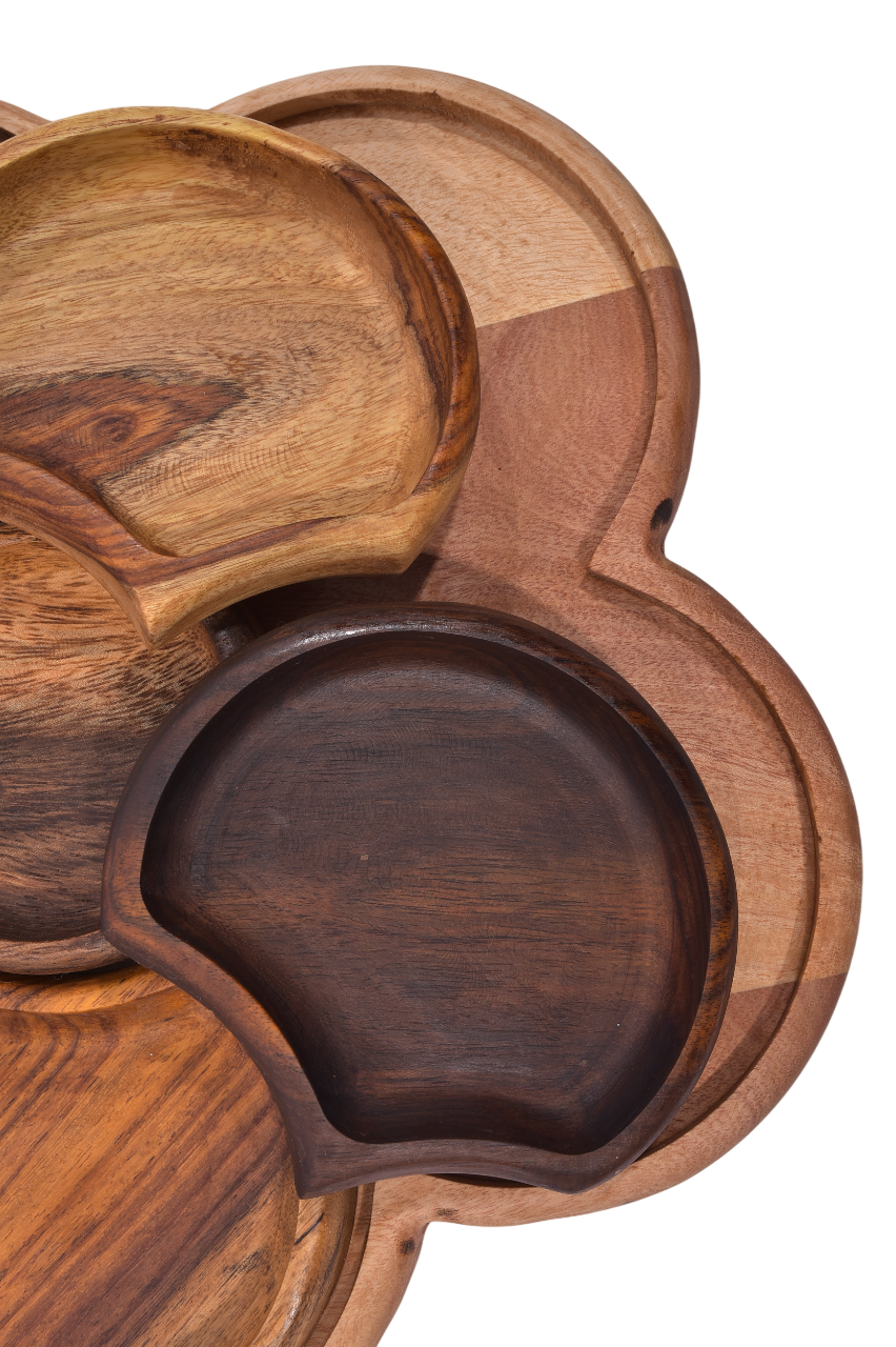 Flower Shaped Wooden Snack Tray