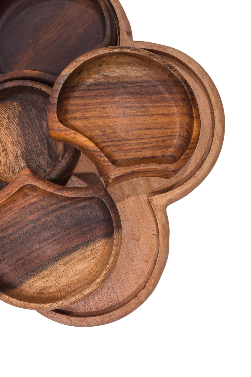 Flower Shaped Wooden Snack Tray