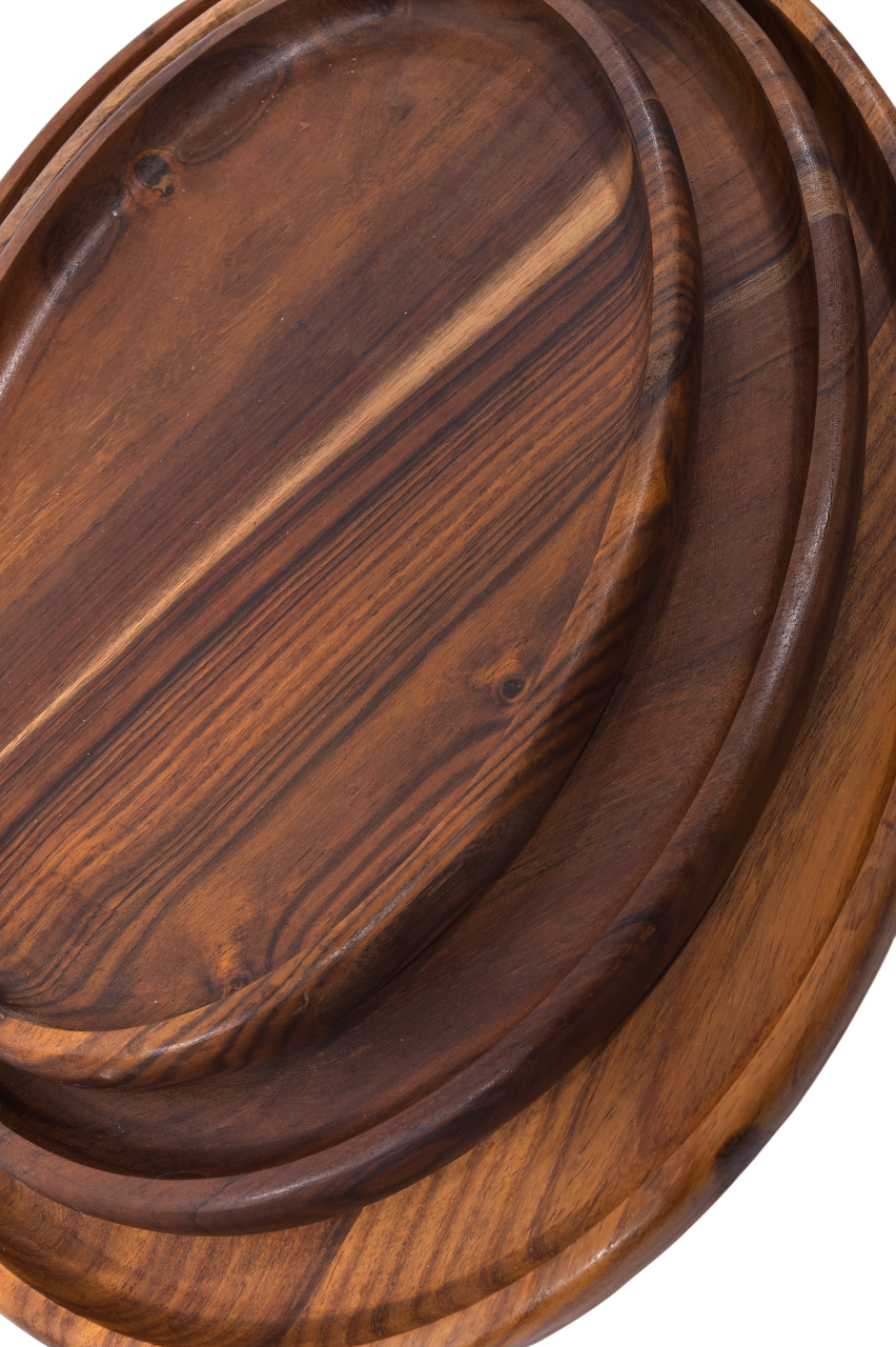 Round Wooden Nesting Trays