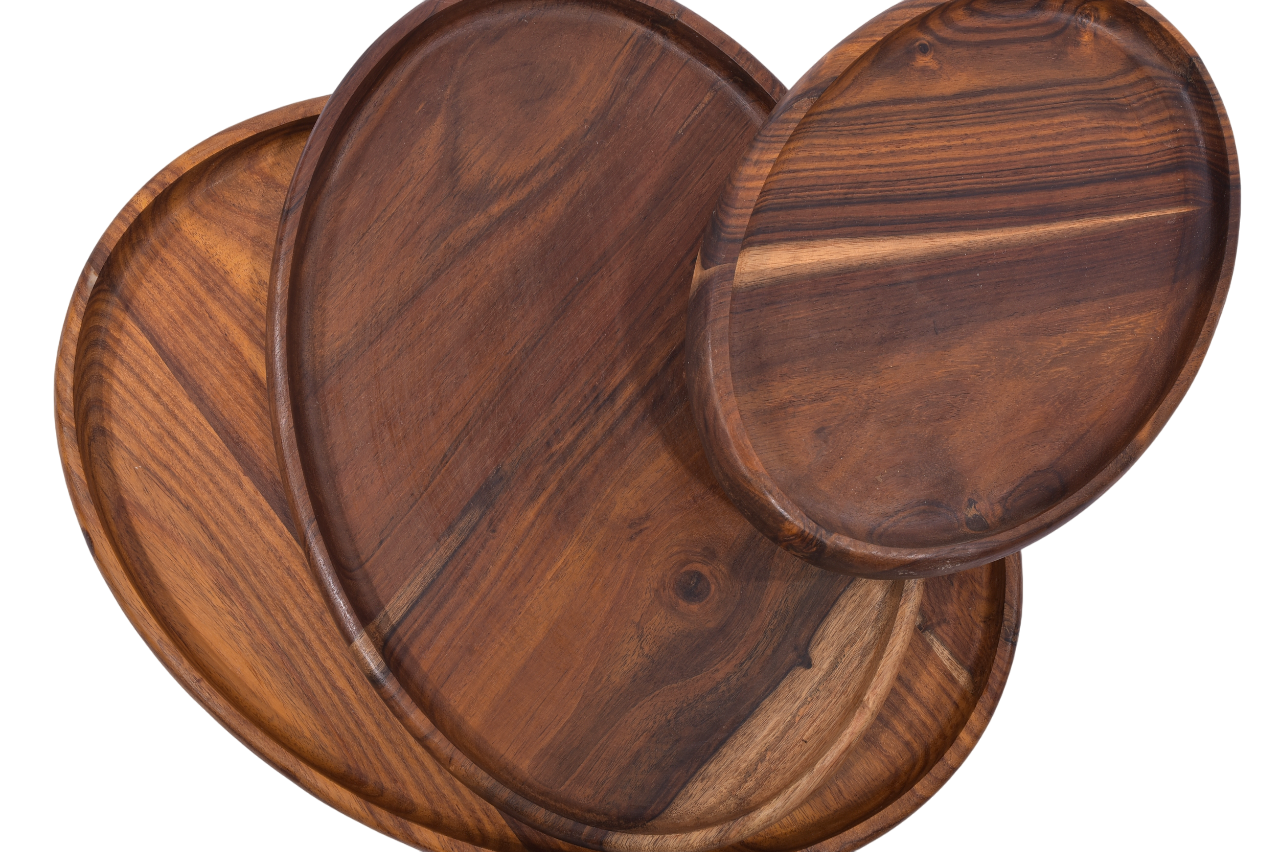 Round Wooden Nesting Trays